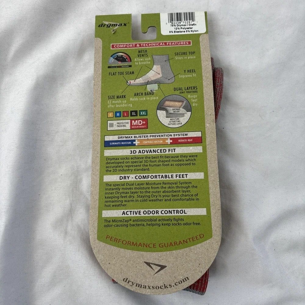 Drymax Lite Hiking Crew Socks Red/Anth Small Woman 5-7‎ Men 3.5-5.5 Trail